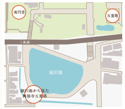 イメージ写真:猿沢池周辺地図