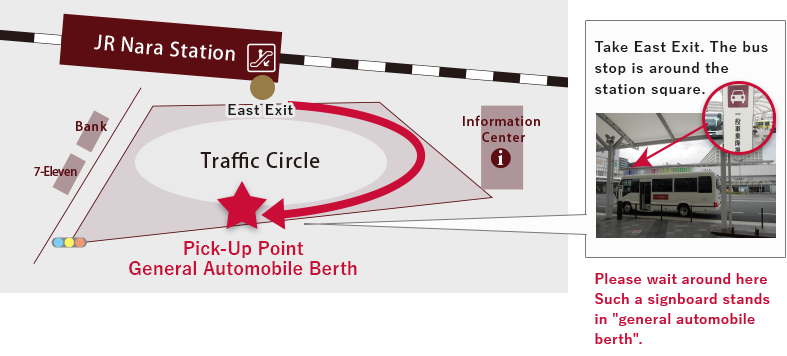 JR Nara Station Shuttle Bus Pickup Location guide map