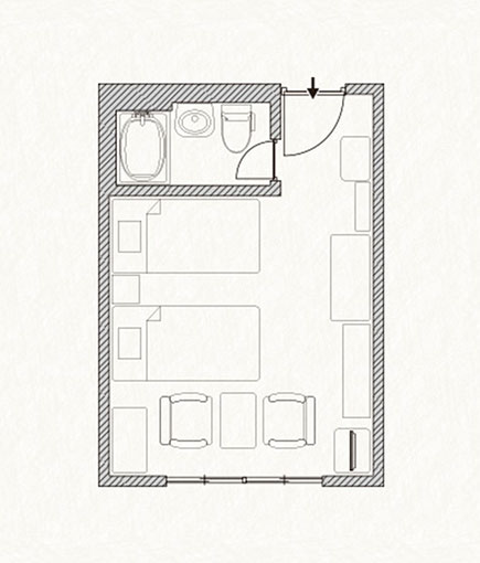 間取り図：スタンダードツイン（25.5平米）